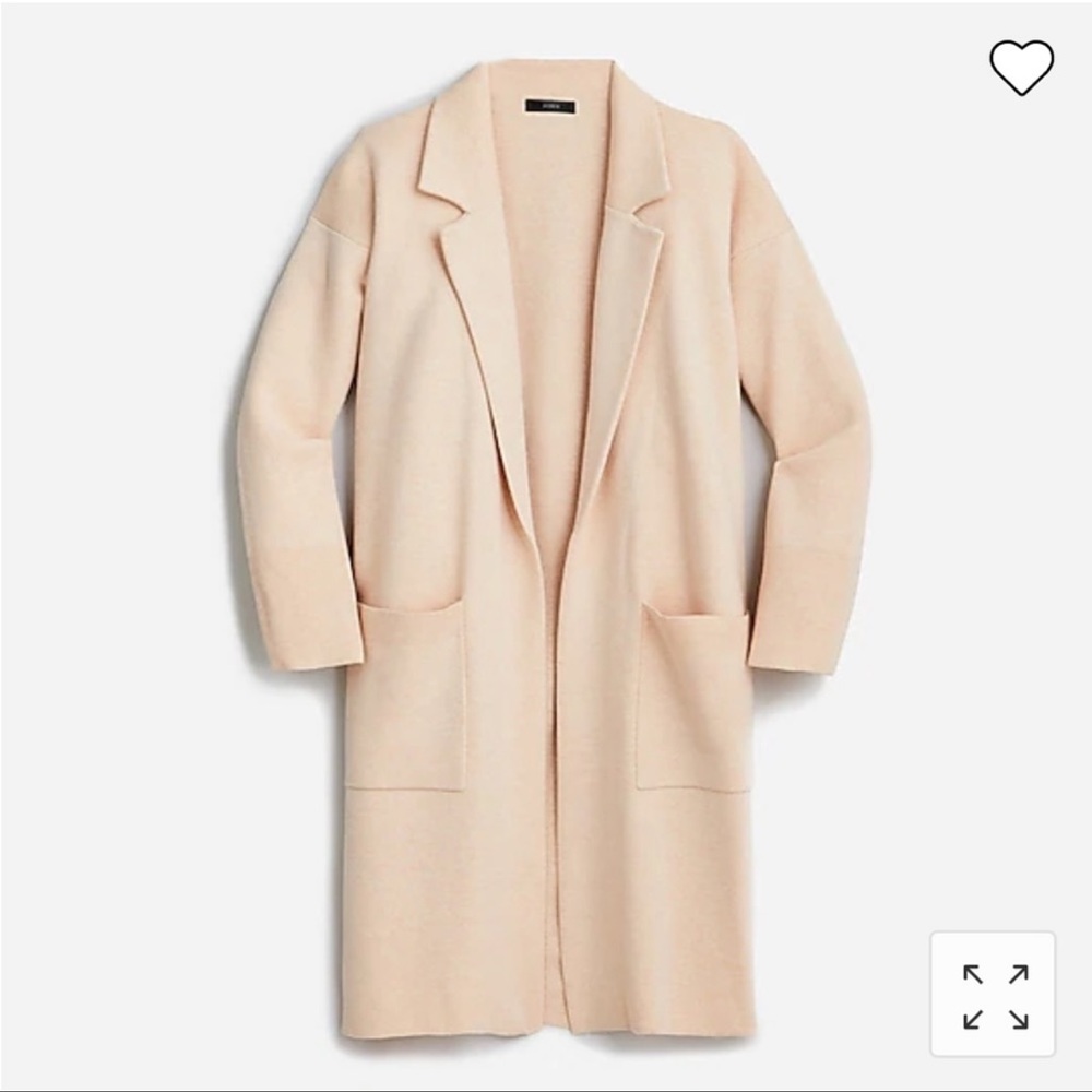 J.Crew Ella open-front long sweater-blazer heather pale pink new